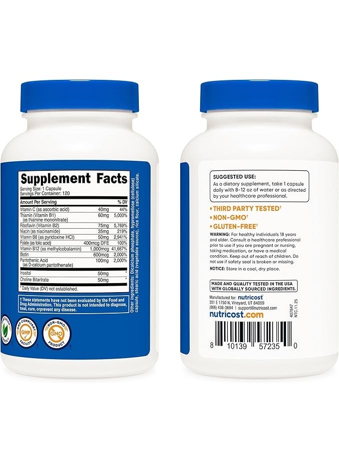 نوتريكوست، فيتامين ب المركب، 462 ملغ، 120 كبسولة - Image 3